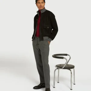 Bomber Jacket in Suede with Cashmere and Wool Lining